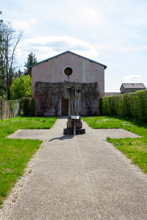 Saint-Nicolas-lÃ¨s-CÃ®teaux, France, April 15, 2022, The Abbey of Notre-Dame de CÃ®teaux is the founding abbey of the Cistercian order.のeditorial素材
