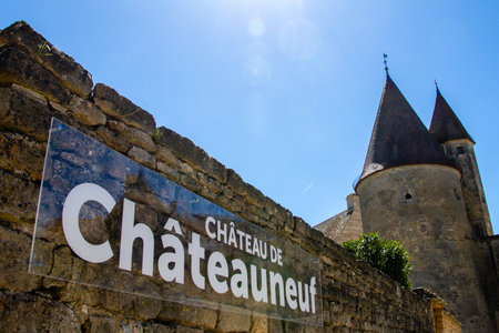Chateauneuf, France, April 17, 2022. the Chateau de Chateauneuf-en-Auxois is a fortress, typical of 15th century Burgundian military architectureのeditorial素材