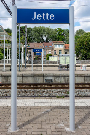 Brussels, Belgium, July 6, 2022. Jette station platform.のeditorial素材
