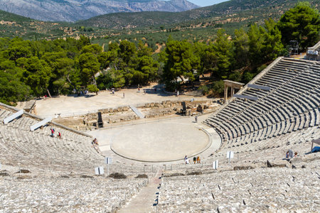 Epidaurus, Greece, July 17, 2022. Archaeological site. Epidaurus was an ancient religious site and village located on the fertile Argolis plain of the eastern Peloponnese in Greeceのeditorial素材