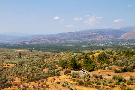 Mycenae, Greece, July 19, 2022. Peloponnese landscape around the ancient cityの写真素材
