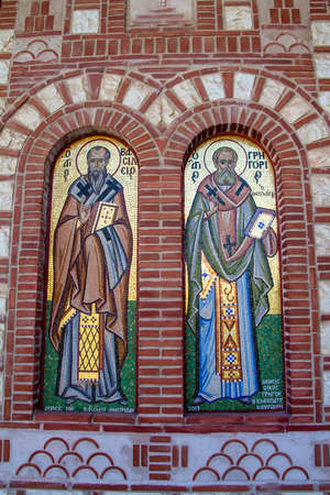 Nea Moudania, Greece, July 14, 2022. St. George Church at in the center of Nea Moudania