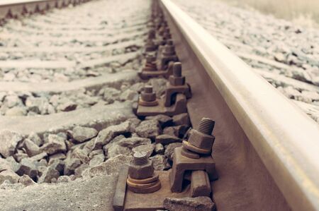 Empty railroad near small town of Lithuaniaの写真素材