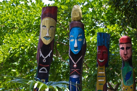 Moken totem pole on Mai Ngam Beach at Ko Surin National Parkのeditorial素材