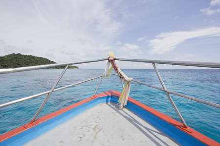 Passenger boat travel to Tachai Island in Similan national parkの写真素材
