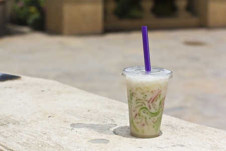 Sweet tapioca flour noodle in sweet coconut milkの写真素材