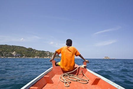 Local Thai sailor in Tao islandの写真素材