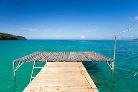 Wooden bridge of Analay resort in Thailandの写真素材