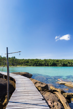 Wooden bridge of Analay resort in Thailandの写真素材