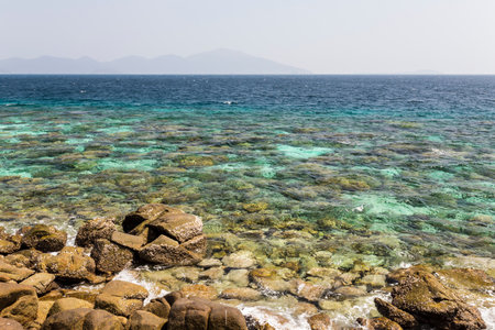 Viewpoint at Rok Roy island in Tarutao National Marine Park in Thailandの写真素材