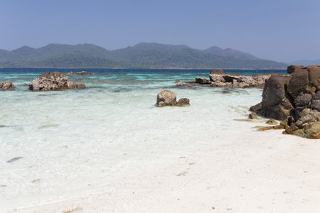 Viewpoint at Rok Roy island in Tarutao National Marine Park in Thailandの写真素材