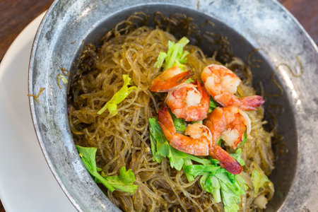 Shrimp baked with vermicelli in Thailandの写真素材
