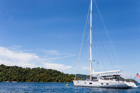 Sailing yacht at Surin national park, Thailandの写真素材