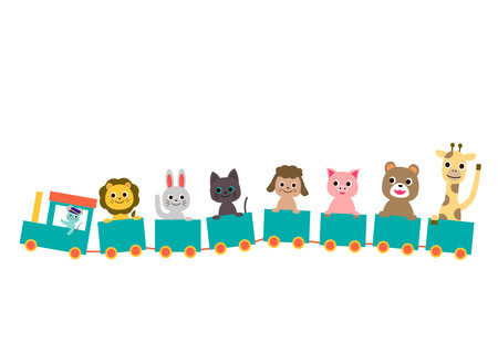 Animals on the trainのイラスト素材