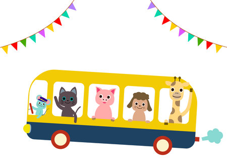 Animals on the busのイラスト素材
