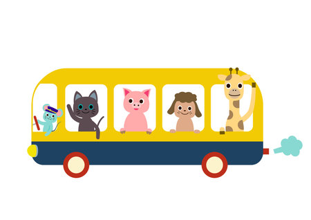Animals on the busのイラスト素材