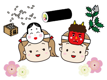 Traditional Japanese Event Setsubushi February 2 Bean-throwingのイラスト素材