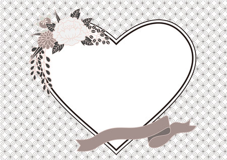 Japanese style background frame material chic
Japanese-style plants and cloisonned style heart-shaped beige, pinkのイラスト素材