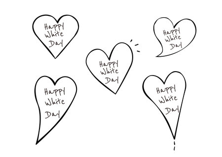 Happy white day white day hand drawn heart and messageのイラスト素材