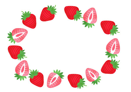 Bright Red Strawberry Frame Circular Frame Strawberryのイラスト素材
