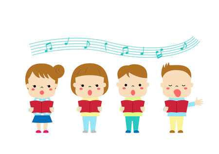 Four children in chorusのイラスト素材