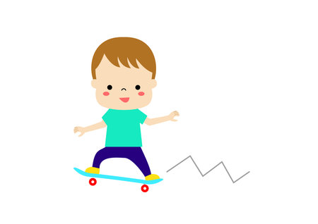 Boy enjoying skateboardingのイラスト素材