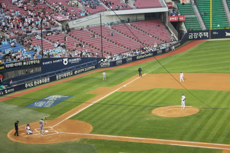 A night baseball stadiumのeditorial素材