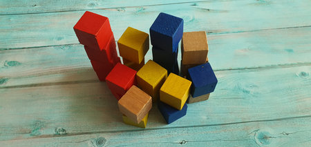 square-shaped and multicolored wooden blocks