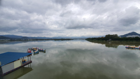 the beautiful scenery of the lake