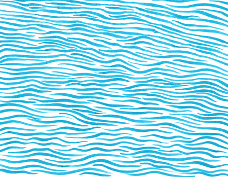 abstract texture of wavy lines sea turquoise blue on white wave-like backgroundの写真素材