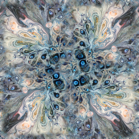 Abstract textural liquid fluid seamless pattern in gray-blue colors. High quality illustration