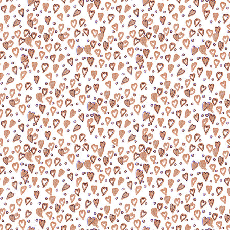 delicate seamless pattern with small brown hearts. High quality illustrationの写真素材