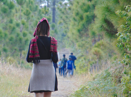 She walking aloneの写真素材