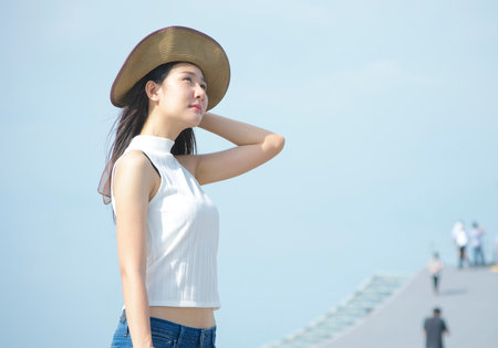 Women with beautiful hatsの写真素材