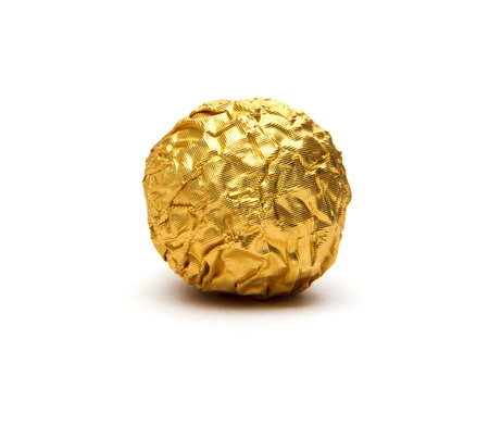 Chocolate balls on white background の写真素材