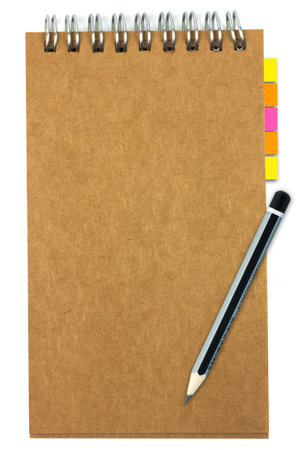 recycled paper notebook with pencil の写真素材