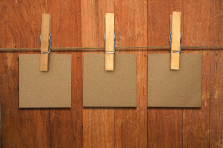 notes and a clothes pegs の写真素材