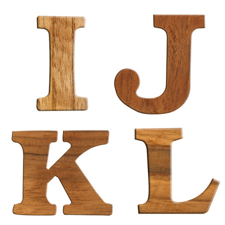 Alphabet made from wood, isolated on white backgroundの写真素材