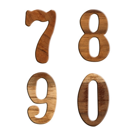 wooden numeric isolate の写真素材