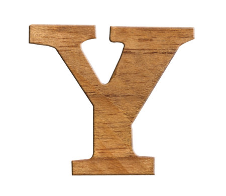 Alphabet made from wood, isolated on white background の写真素材