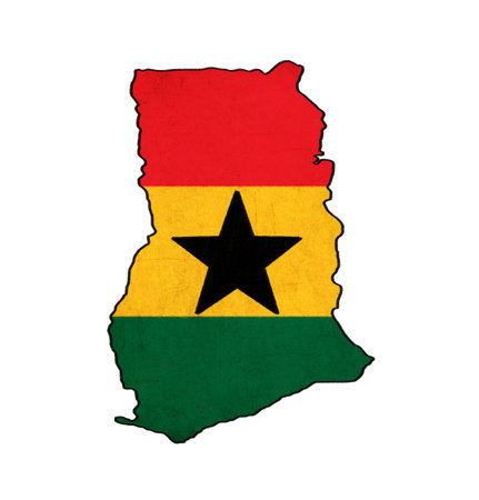 Ghana map on Ghana flag drawing ,grunge and retro flag seriesの写真素材