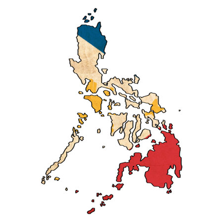Philippines map on Philippines flag drawing ,grunge and retro flag seriesの写真素材