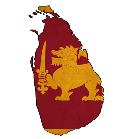Sri Lanka map on Sri Lanka flag drawing ,grunge and retro flag series の写真素材