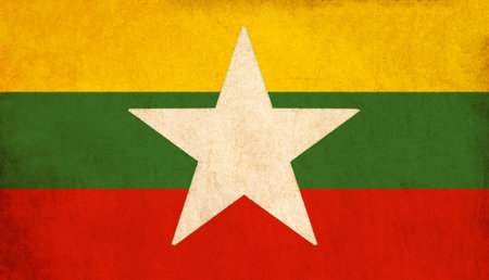 Myanmar flag drawing ,grunge and retro flag series の写真素材