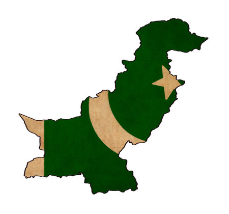 Pakistan map on Pakistan flag drawing ,grunge and retro flag series の写真素材