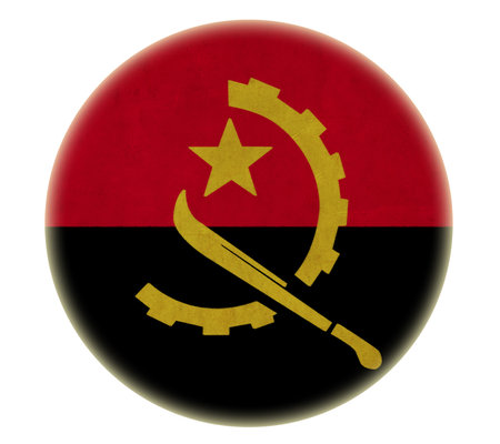 grunge Angola flag drawing button の写真素材