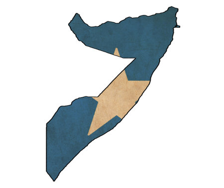 Somalia map on Somalia flag drawing ,grunge and retro flag series の写真素材