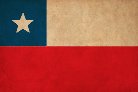 Chile flag drawing ,grunge and retro flag series の写真素材