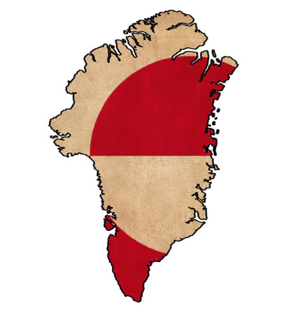 Greenland map on Greenland flag drawing ,grunge and retro flag seriesの写真素材