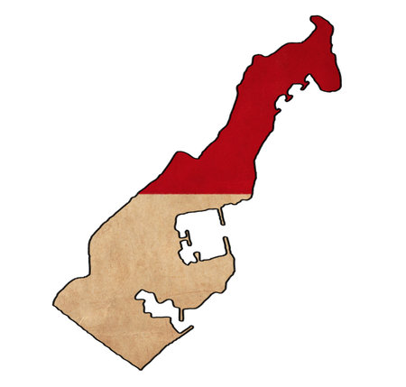 Monaco map on Monaco flag drawing ,grunge and retro flag series の写真素材